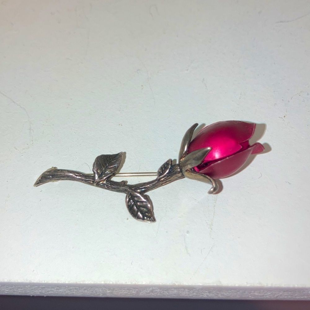 Red Rose Brooch Pin